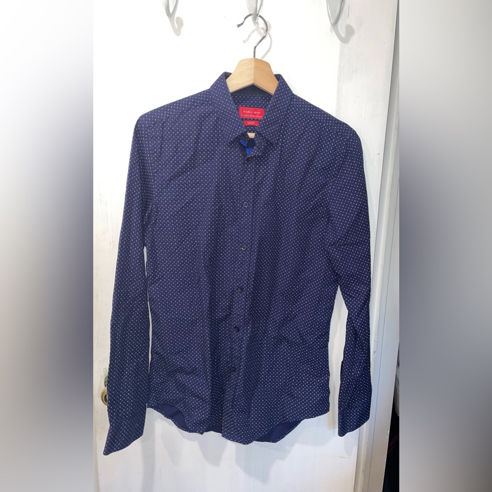Zara Men’s Blue Long Sleeve Dress Shirt